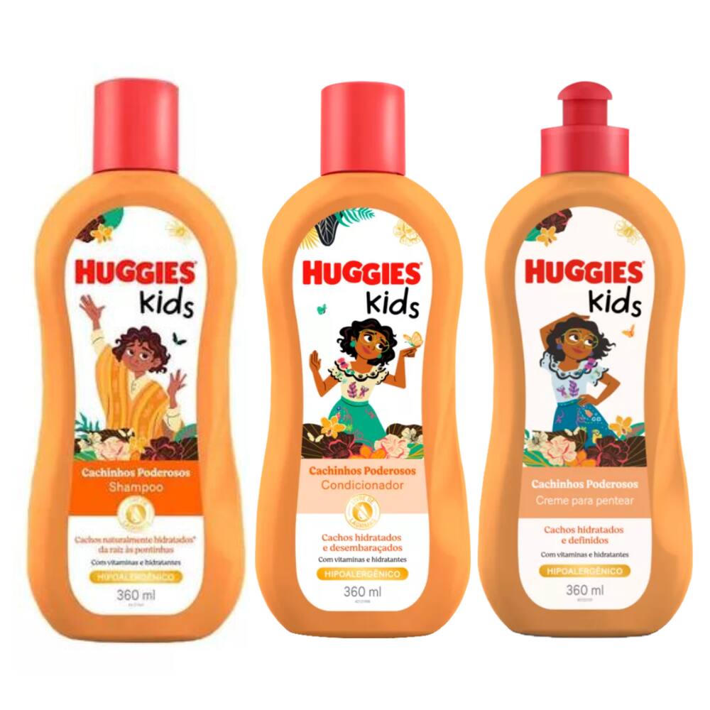 Shampoo e Condicionador + Creme para Pentear Huggies Cachinhos Poderosos