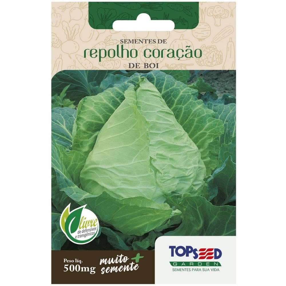 Sementes de Repolho Coração de Boi TOPSEED