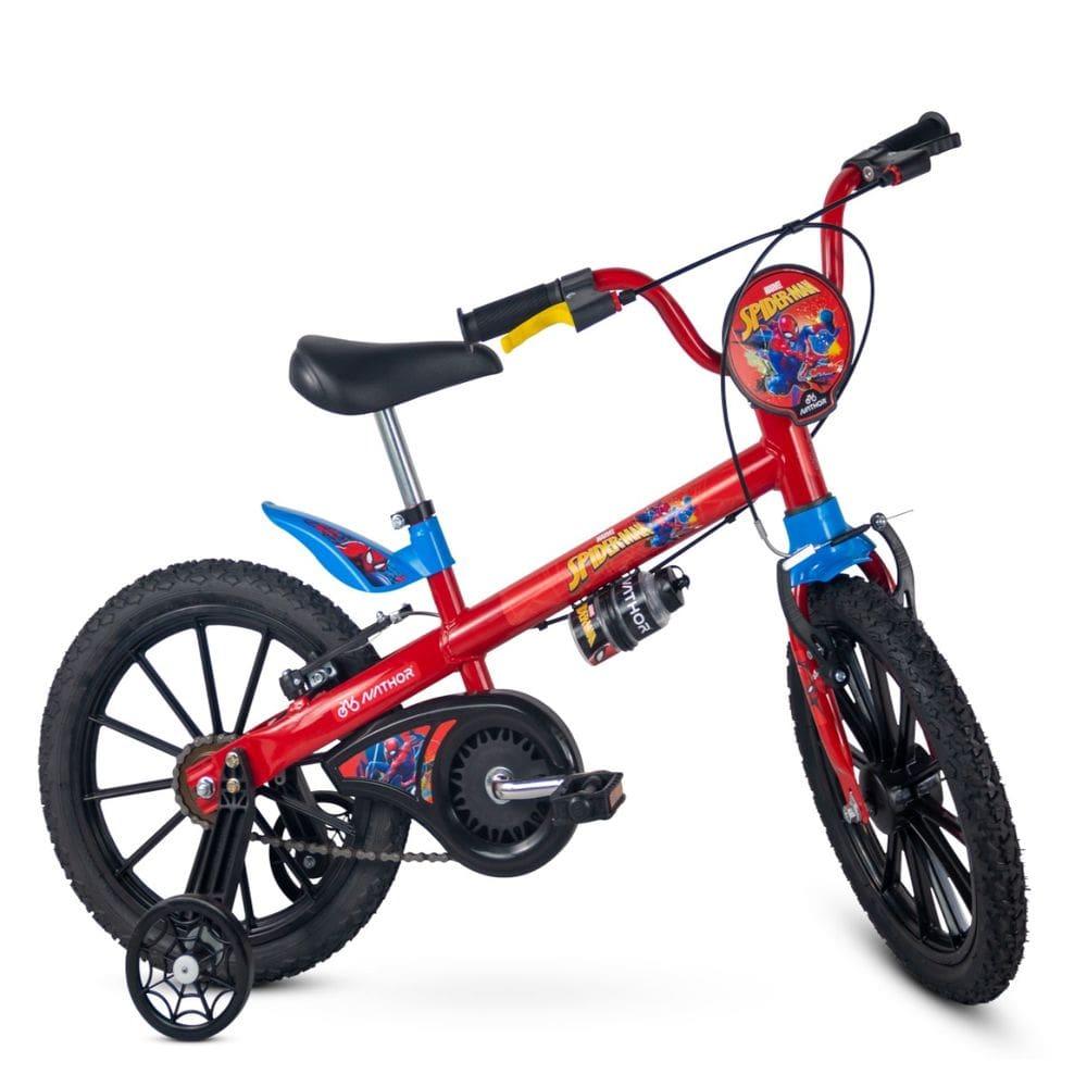 Bicicleta Aro 16 Spider Man Nathor Com Rodinhas Garrafinha