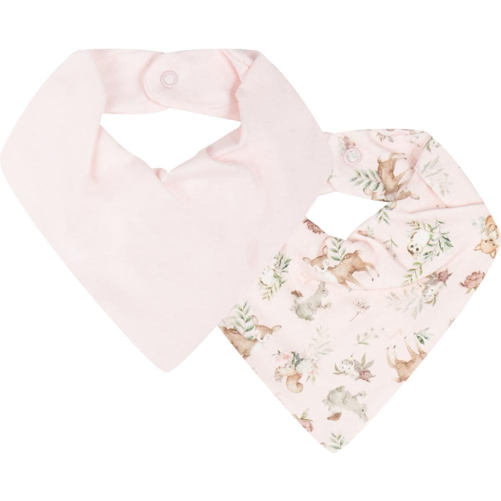 Kit Com 2 Babadores Hug Bandana Floresta Magia Rosa