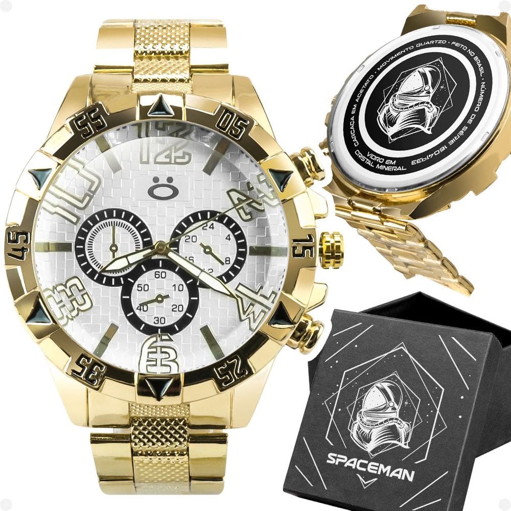 relogio masculino prova dagua banhado aço inoxidavel dourado