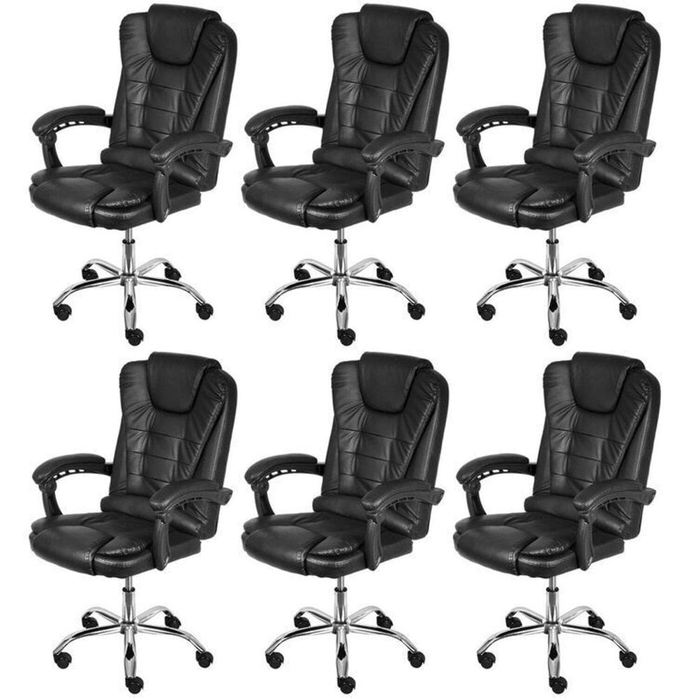 Kit 6 Cadeiras para Escritório Presidente Estofada Jacarta Preto