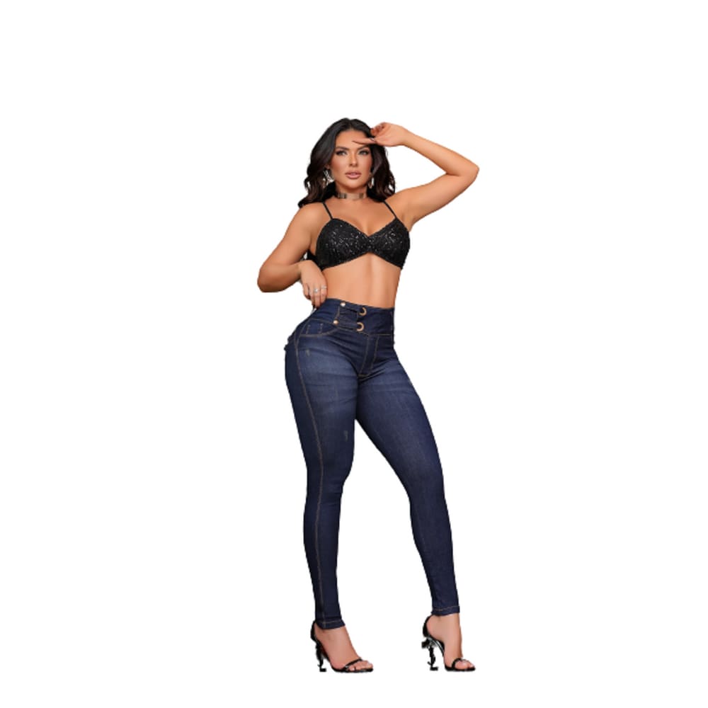 Calça Feminina Jeans Levanta BumBum Com Bojo e Elastano