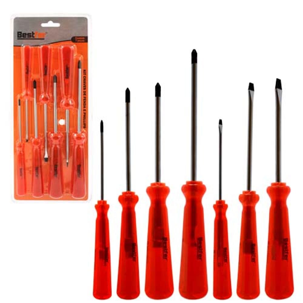 KIT Chaves de Fenda + Chaves Phillips - 7PÇS BFH2776