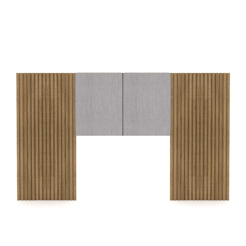 Cabeceira Painel Solteiro Ripado Nature e Linho Cinza Sevilha 203 cm - Pallazio
