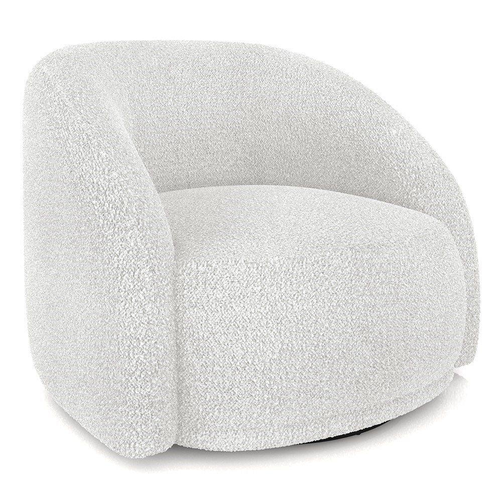Poltrona Decorativa Orgânica Giratória Lya M22 Bouclê Branco - Mpozenato