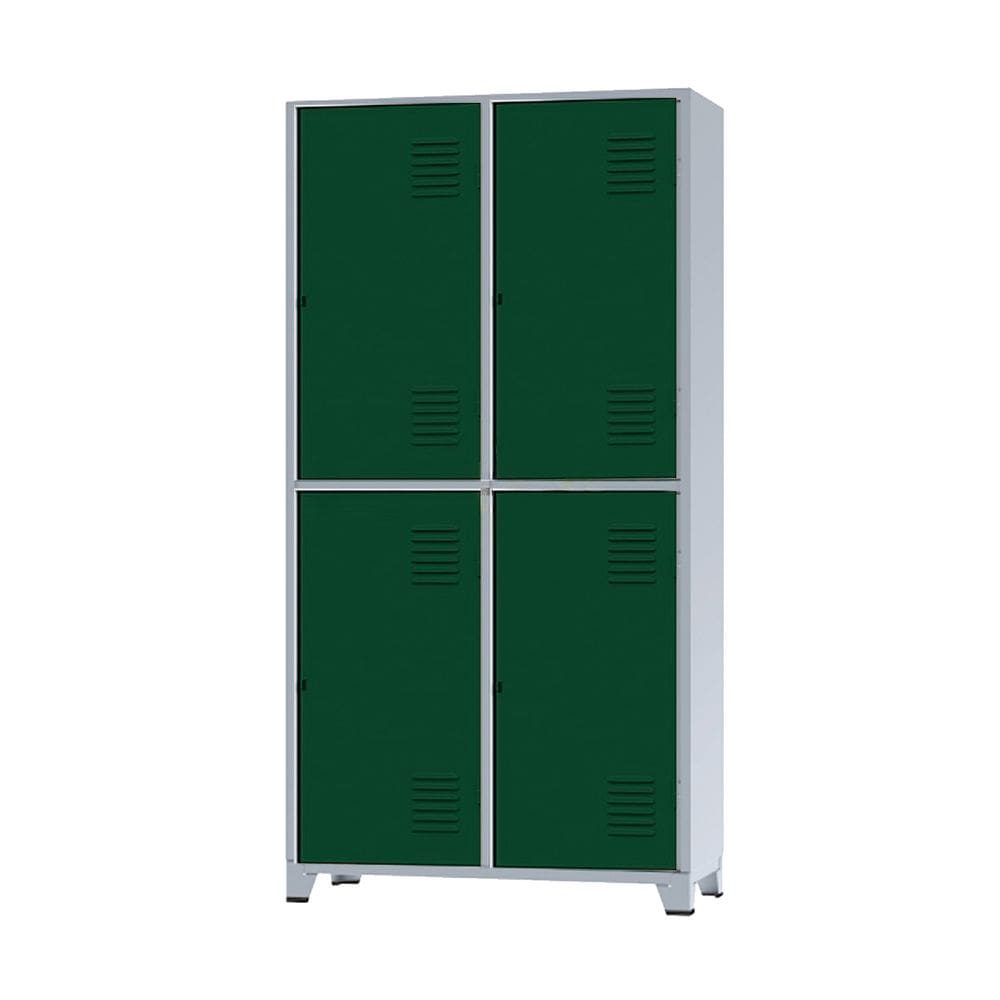 Roupeiro De Aço Insalubre 4 Portas Vestiário Nr 18/24 com Chave Verde Escuro