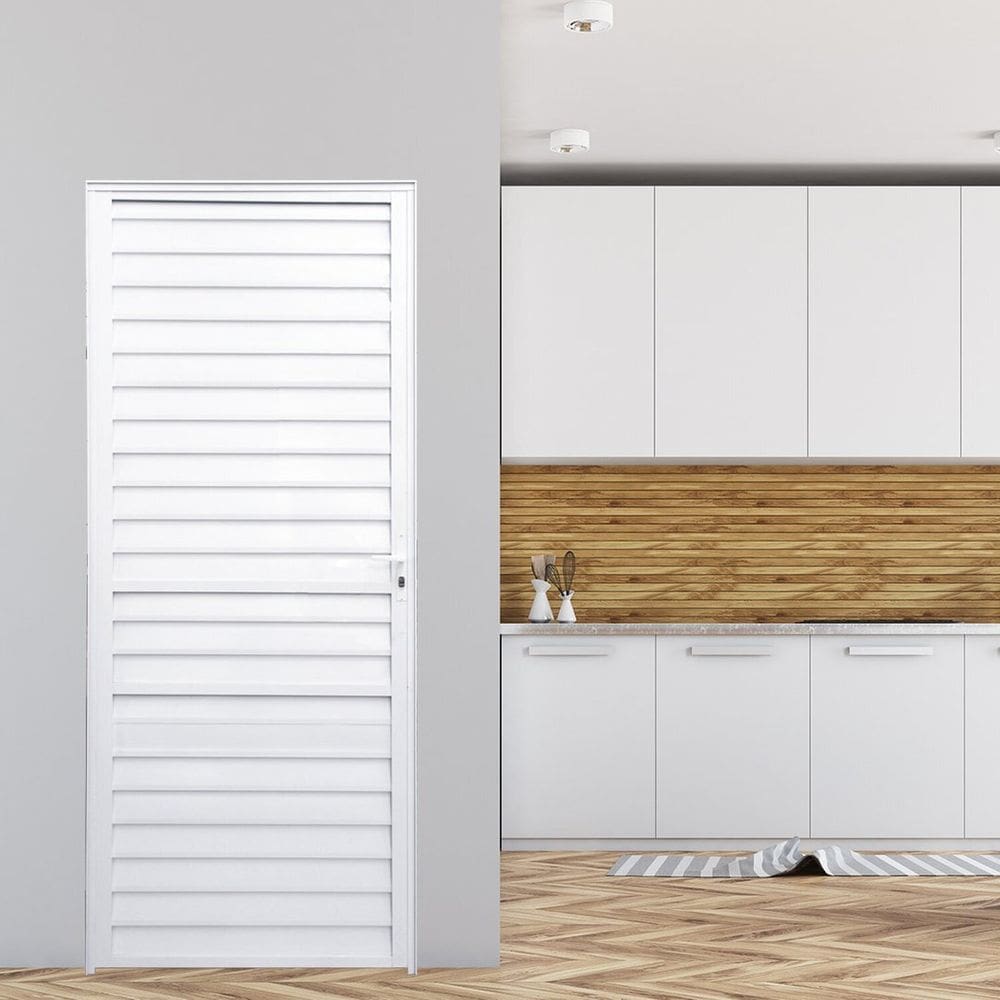 Porta de Alumínio Palheta 210x66cm Fortline Atlântica Branco