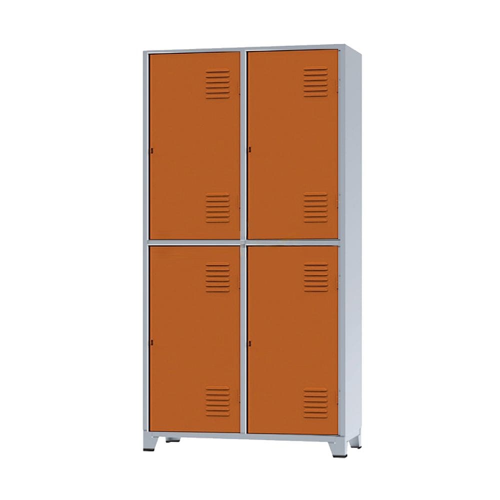 Roupeiro De Aço Insalubre 4 Portas Vestiário Nr 18/24 com Chave Laranja
