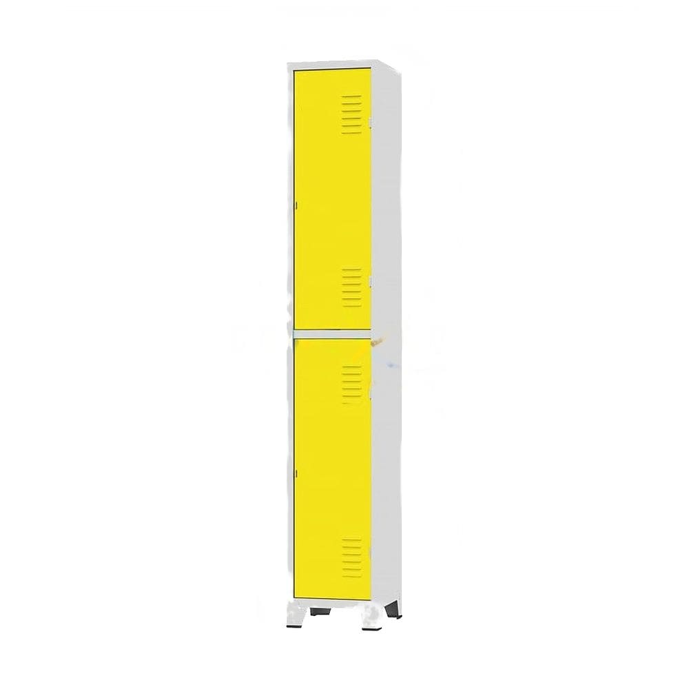 Armário Roupeiro De Aço Para Vestiário 2 Portas Locker Amarelo Com Chave