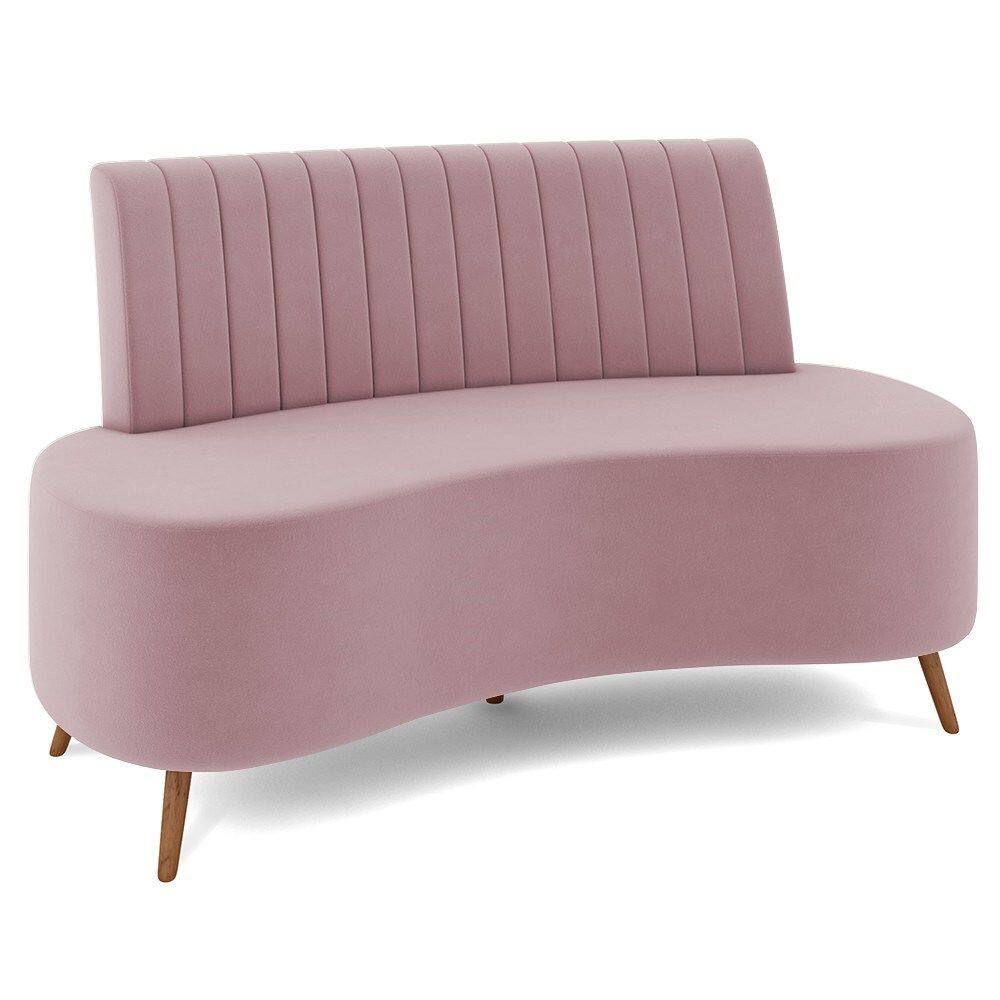 Sofá 2 Lugares para Sala Living 160cm Pés Palito Tamar K04 Veludo Rosê - Mpozenato