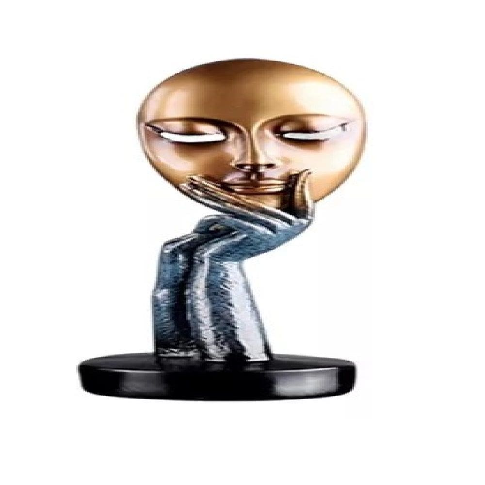 Estatueta Pensamentos Azul/Dourado