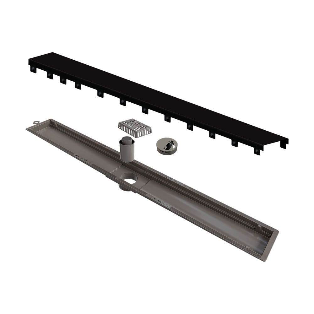 Ralo Linear Elleve Versatile 8934 75Cm Saída Central Com Tampa Black Matte