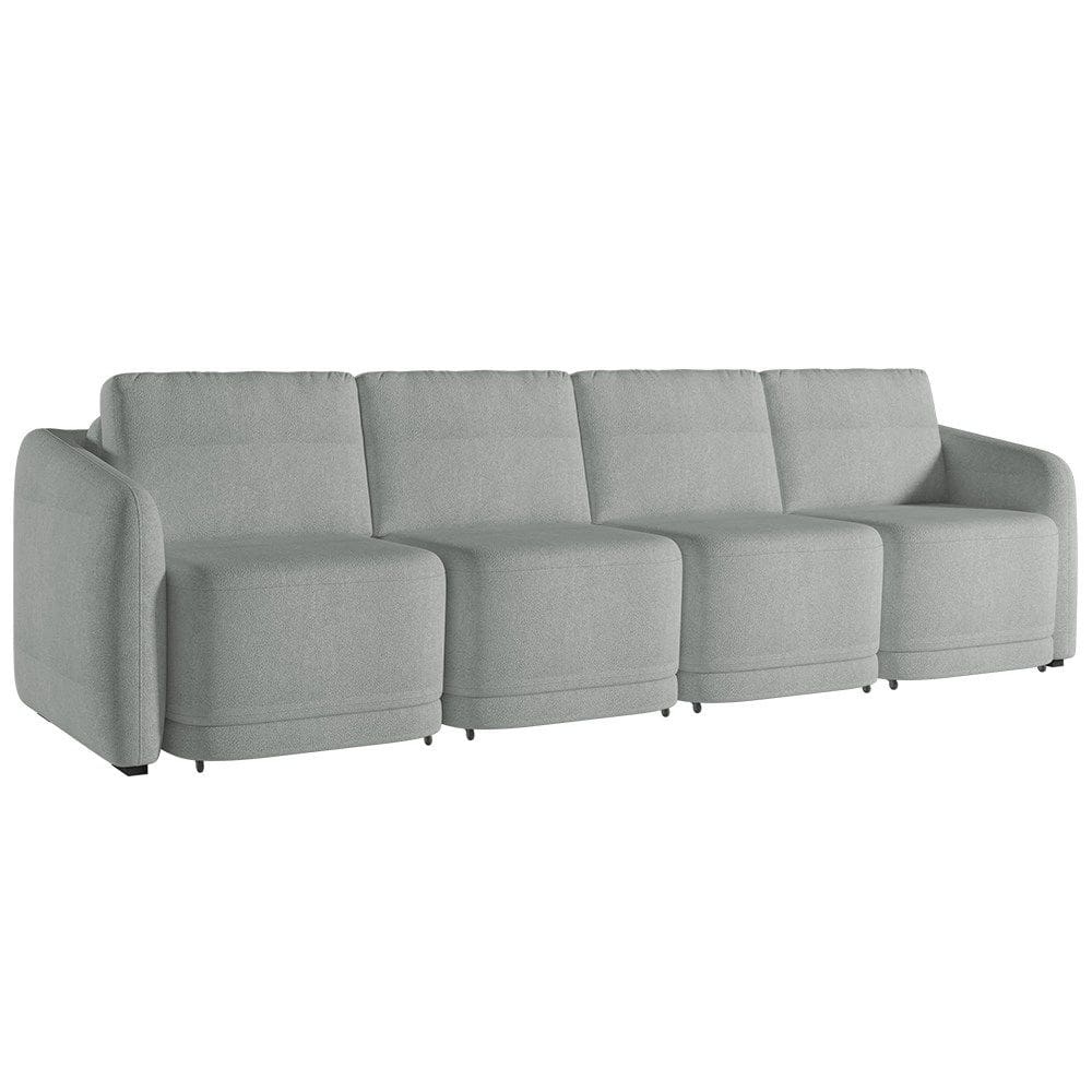 Sofá Cama Casal para Sala 436cm Polska K04 Bouclê Cinza Claro - Mpozenato