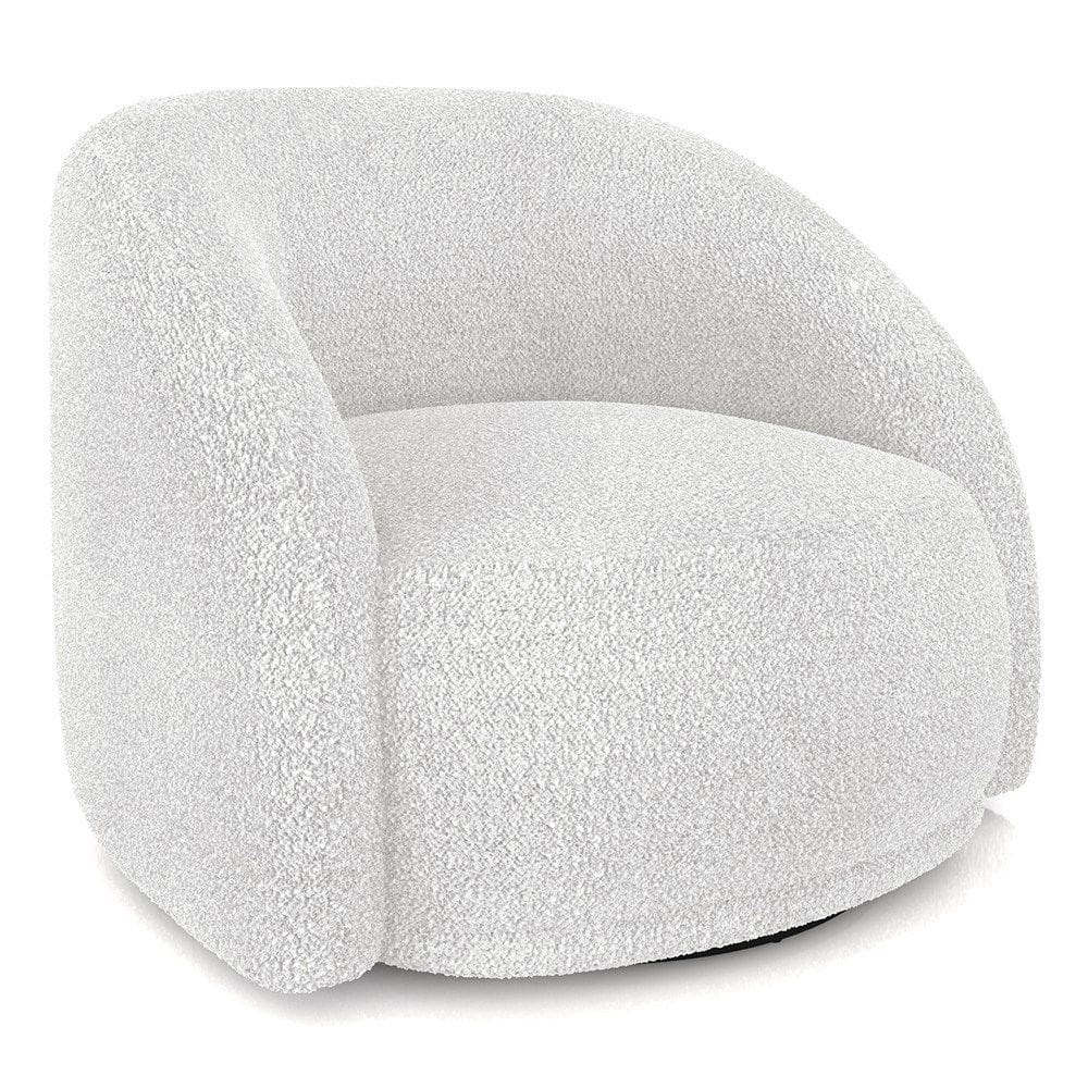 Poltrona Decorativa Orgânica Giratória Lya M22 Bouclê Branco - Mpozenato