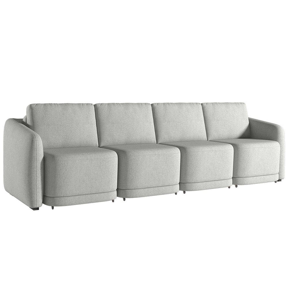 Sofá Cama Casal para Sala 436cm Polska K04 Linho Cinza - Mpozenato