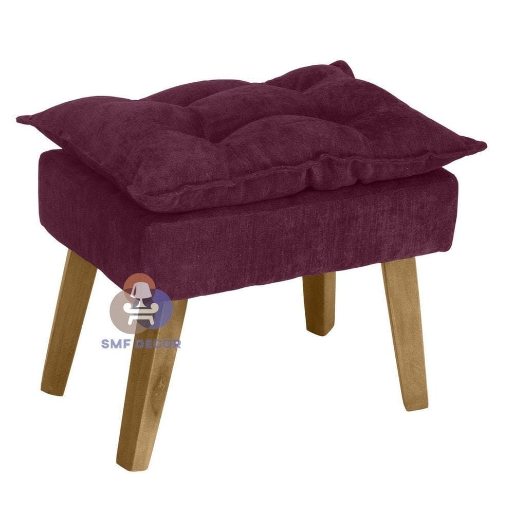Puff Banqueta Decorativa Glamour Com Pés Quadrado