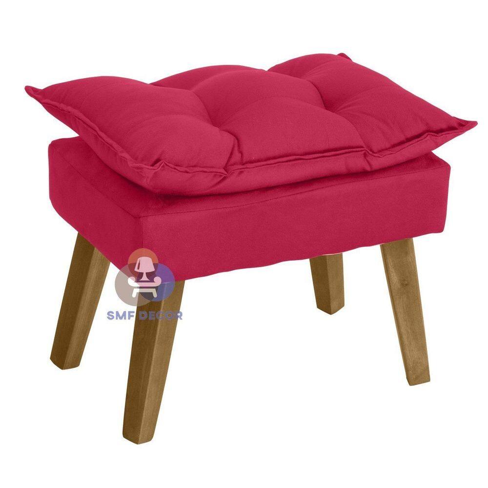 Puff Banqueta Decorativa Glamour Com Pés Quadrado