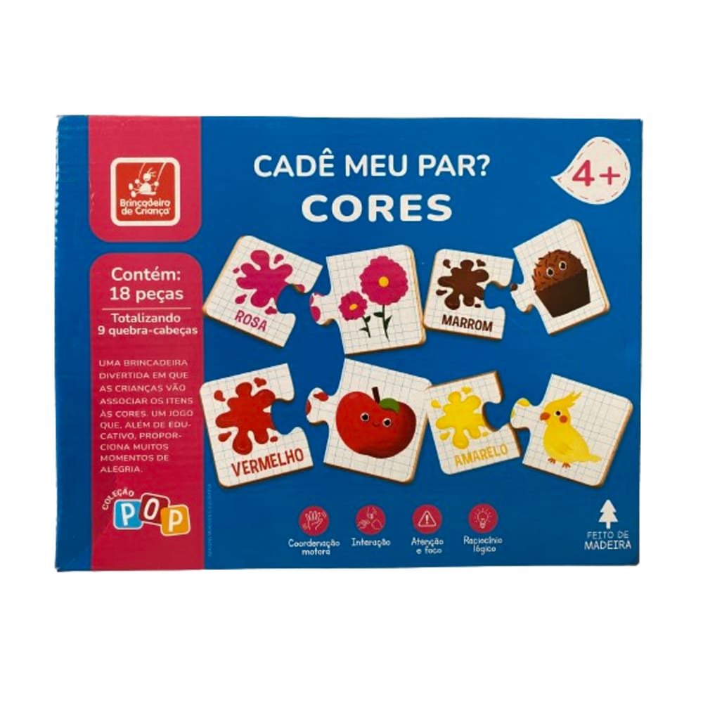 Qubra-Cabeças Cadê Meu Par? Cores 18 Peças- A Casa