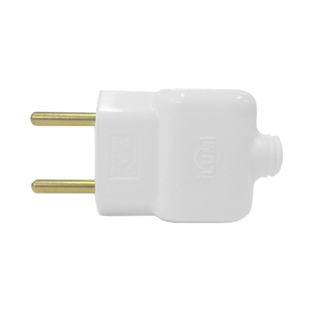 Plug Tomada Pino Macho Prensa Cabo Fio 2P Branco 10A 250V