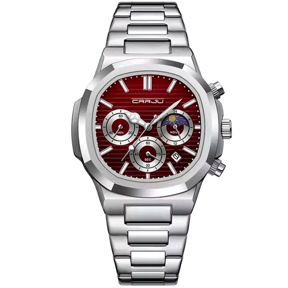 Relógio Masculino Quadrado em Aço Inoxidável Casual Impermeável Quartzo