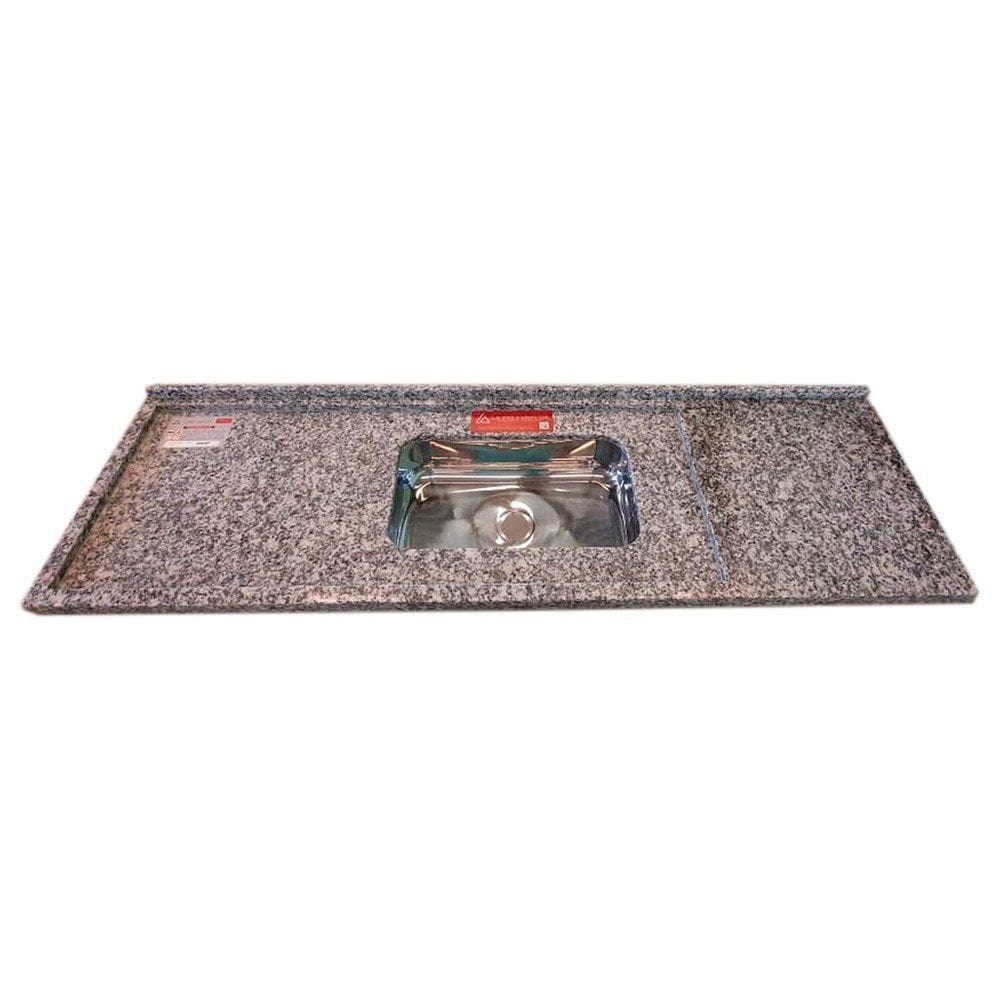 Pia de Cozinha Granito 150 Cm Corumba Master Cuba Simples Cinza Corumba