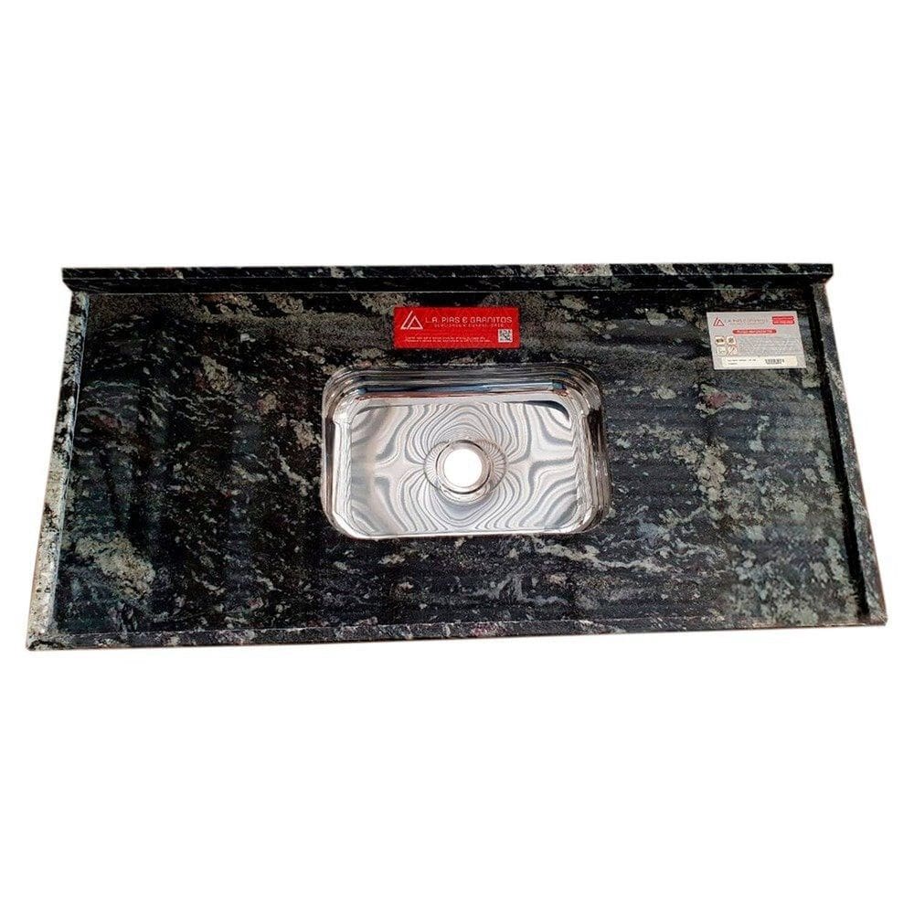 Pia de Cozinha Granito 160 Cm Indiano Plus Cuba Simples Preto Indiano