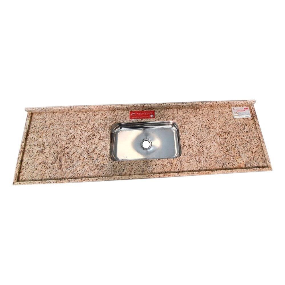 Pia de Cozinha Granito 140 Cm Santa Cecilia Plus Cuba Simples Amarelo Santa Cecilia