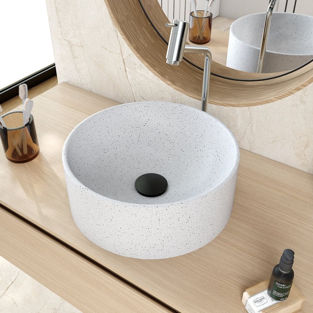Cuba de Apoio Redonda Bl34 34x34cm Lapimat Branco Granit Matte