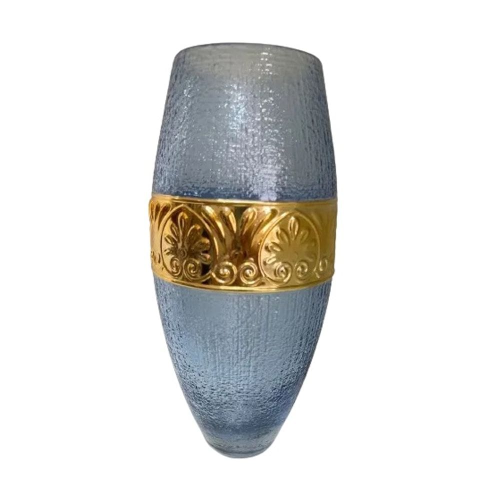 Vaso  Julieta  Azul   32 Cm Vidro