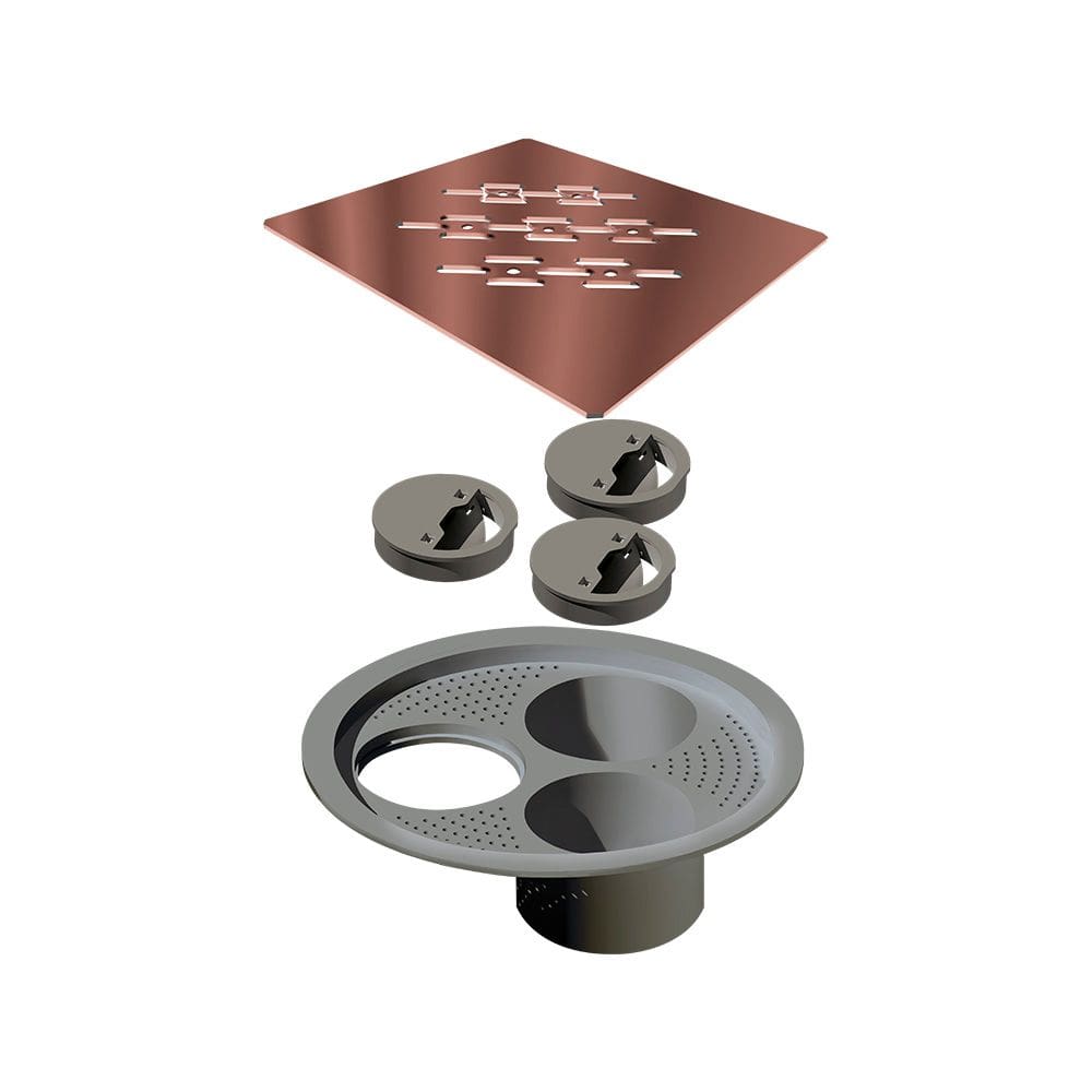 Grelha Para Ralo Linear Elleve Quadrada 5568 15X15 Rose Gold