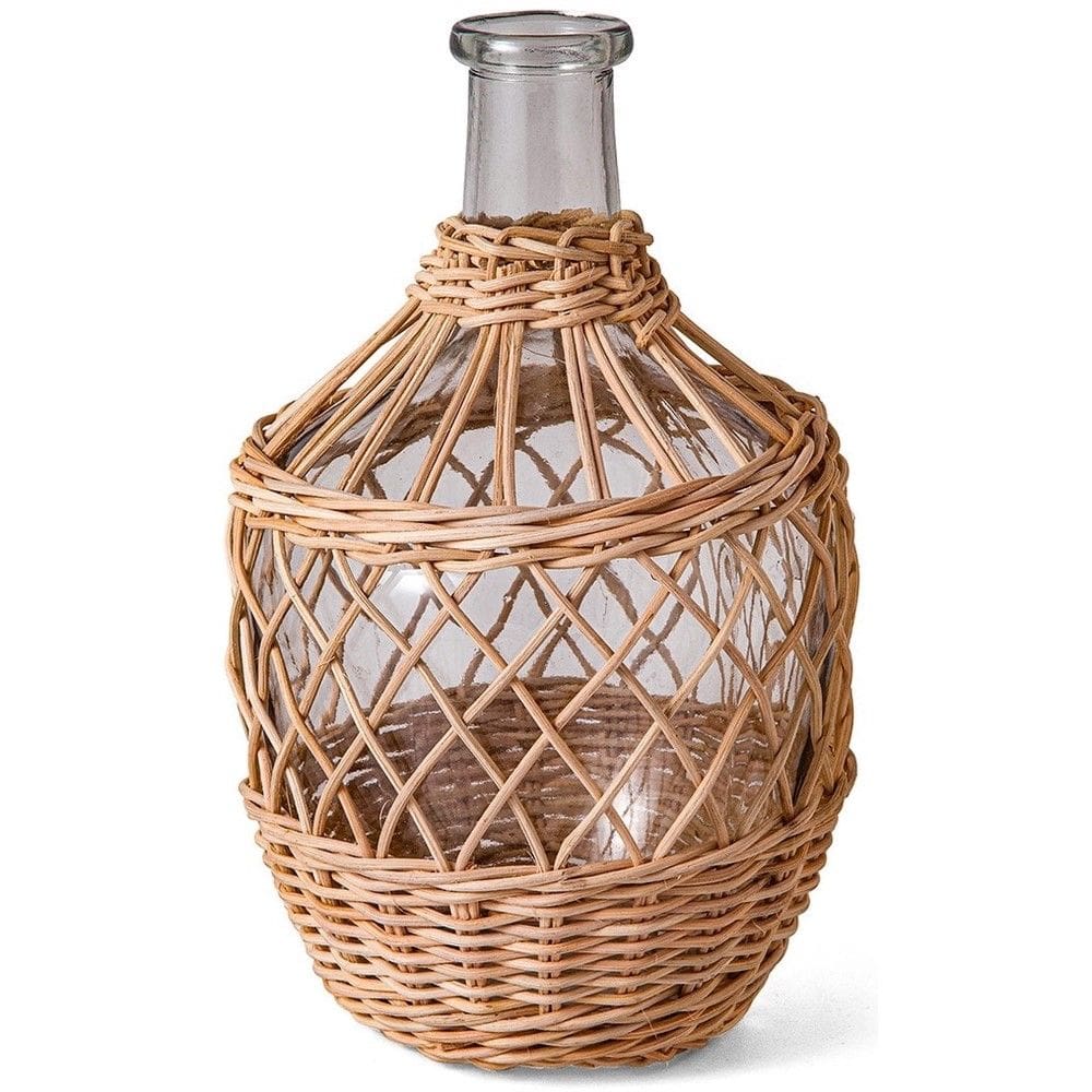 Vaso Em Vidro Com Fibra Natural 30Cm