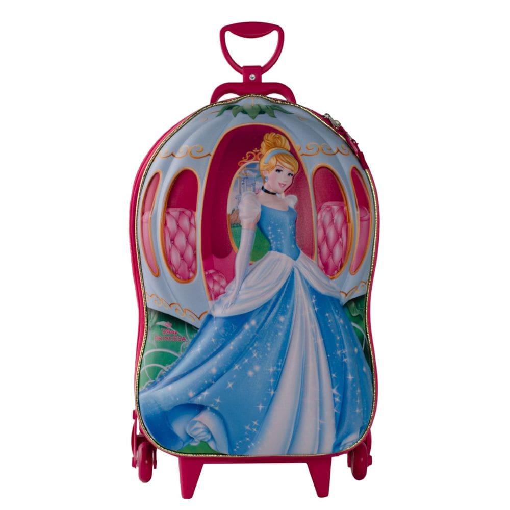 Mochila Roda Tripla Princesa Cinderela Carruagem 3D Meninas