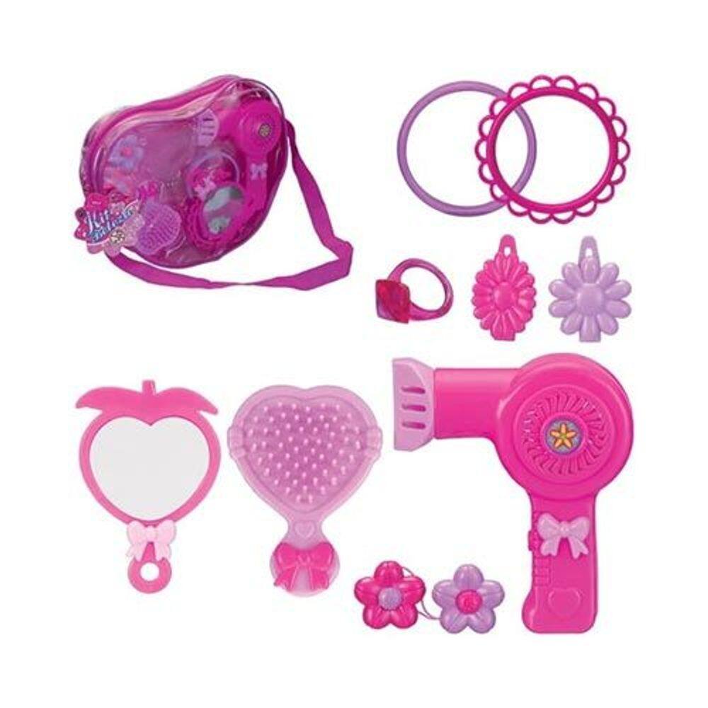 Bolsinha com 08 Acessórios de Beleza Infantil Menina - Rosa - Art Brink - PANAMI