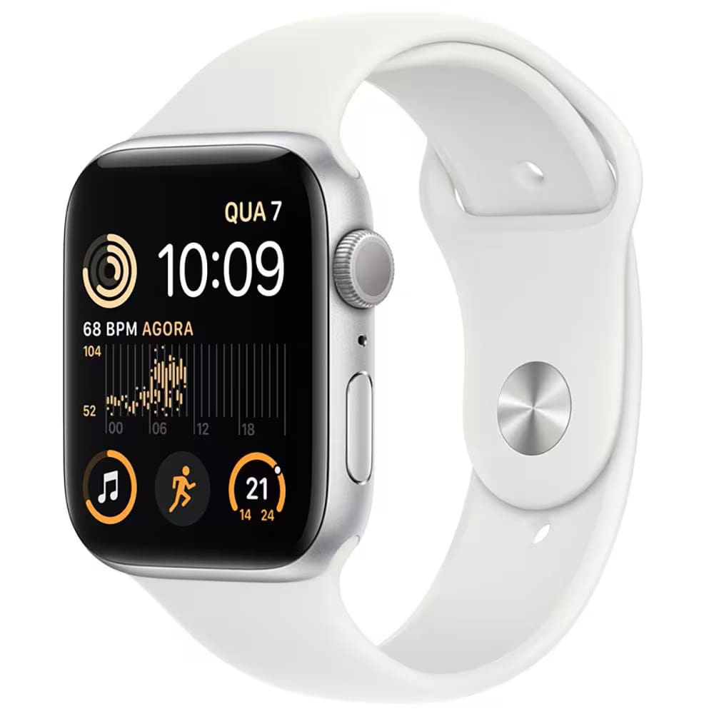REEMBALADO: Apple Watch SE GPS Caixa Prateada de Alumínio 44 mm Pulseira Branca
