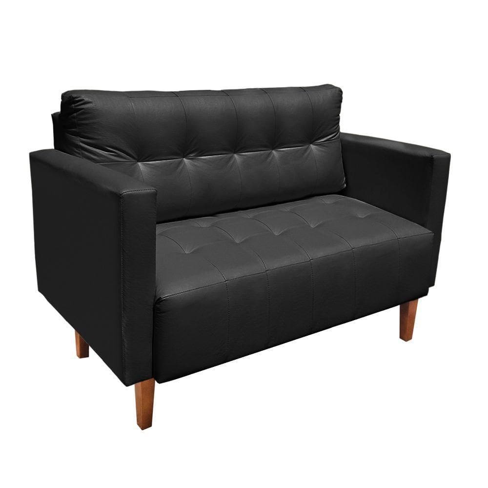 Sofá Namoradeira Livia Corino Pés Chanfrado Castanho D`rossi Cor Preto