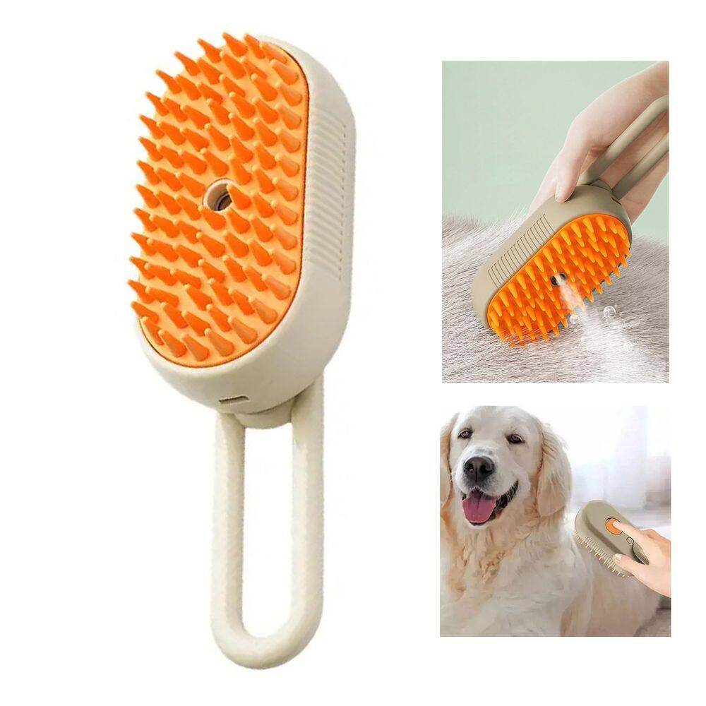 Escova a Vapor Eletrica Cao Gato Cachorro Pet Remove Pelo Bateria Recarregavel Animal de Estimaçao Limpeza