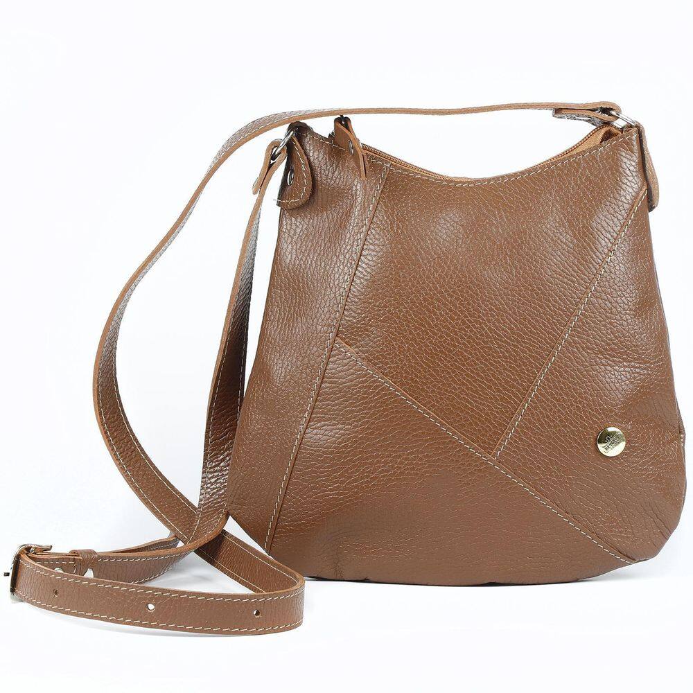 Bolsa Amanda Feminina Transversal Couro Caramelo