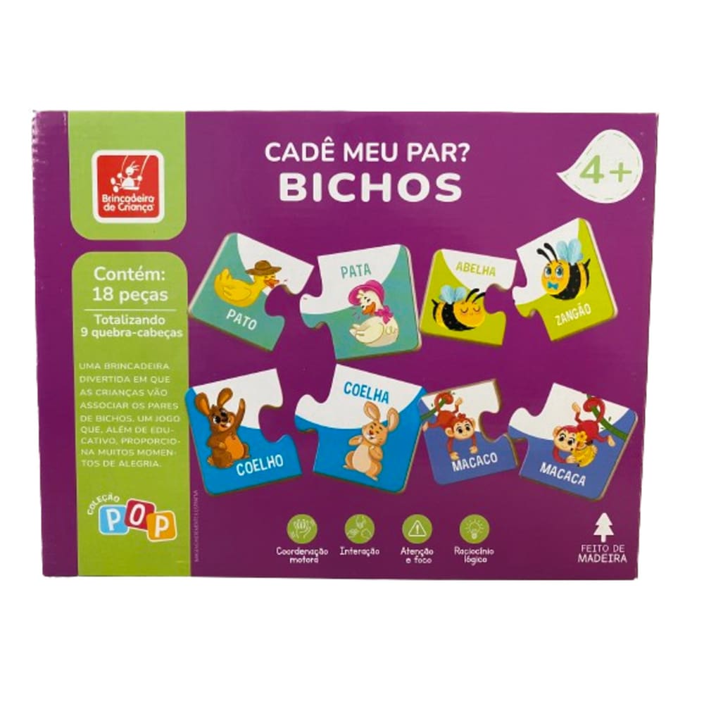 Quebra-Cabeças Cadê Meu Par? Bichos - A Casa