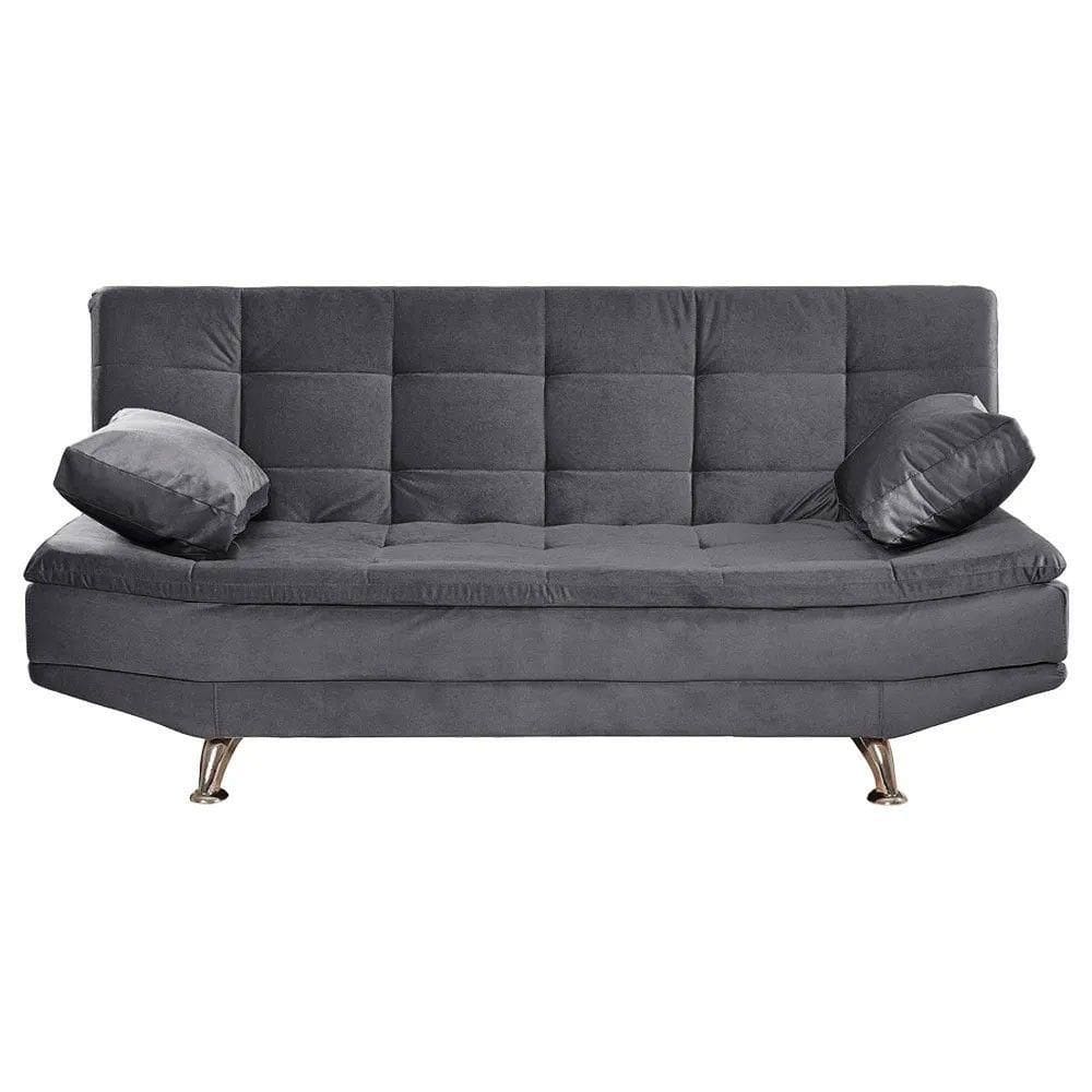 Sofá Valencia 3 Lugares Veludo Cinza Shop Das Cabeceiras Cinza