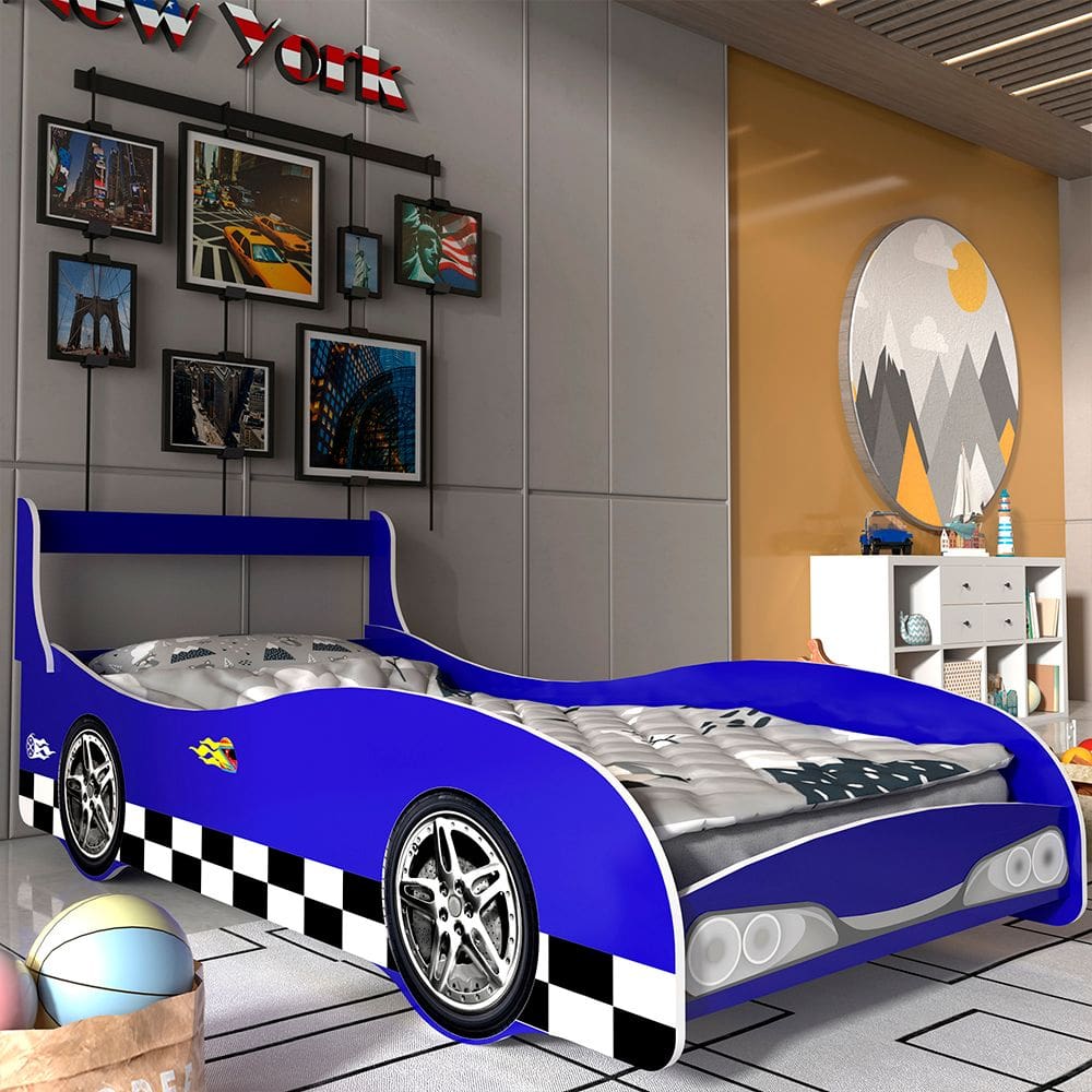 Cama Carro Infantil Rally 090 Azul - Rede Móveis