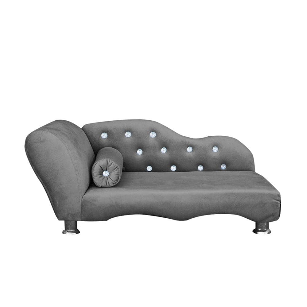 Cama Caminha Diva Pet Veludo Strass Cinza Dvinn