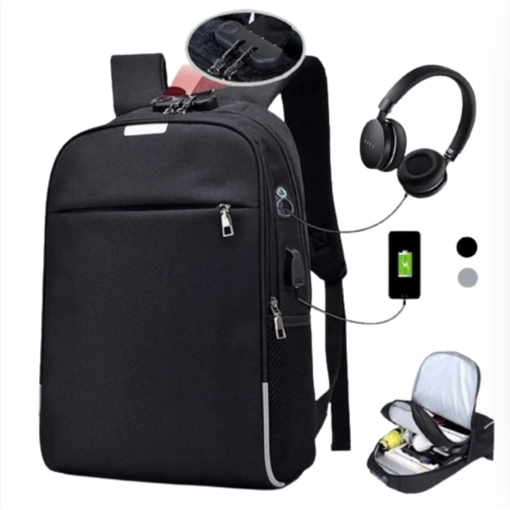 Mochila de Segurança 25L - Com Cadeado de Senha e Porta USB, Ideal para Estudantes e Profissionais