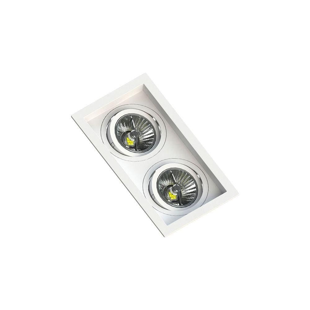 Spot De Embutir Recuado Save Energy Para 2 Lâmpadas Ar70 Gu10 Bivolt Branco