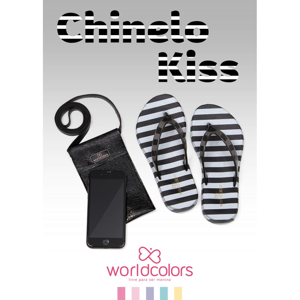 Chinelo World Colors Kiss Com Bolsinha Porta Celular Cód: 92