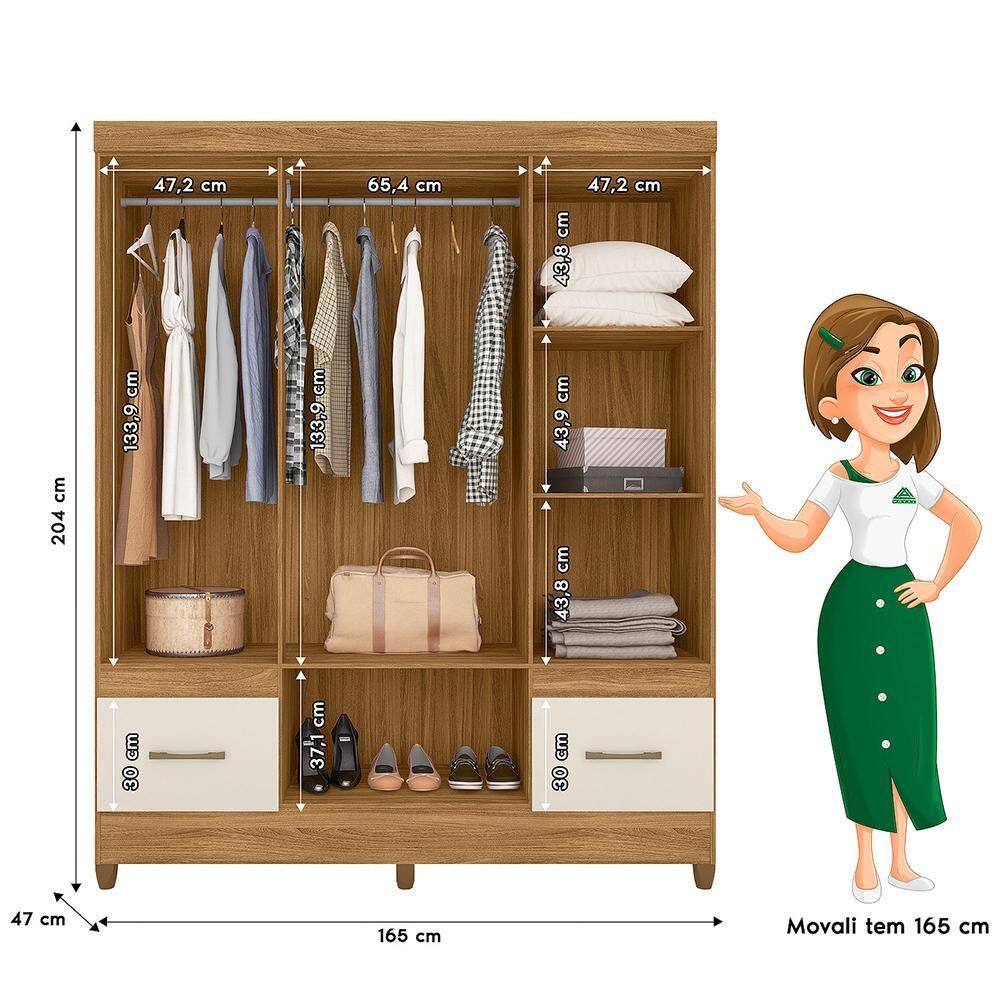 Guarda Roupa Casal MS912 6 Portas e 2 Gavetas | Extra