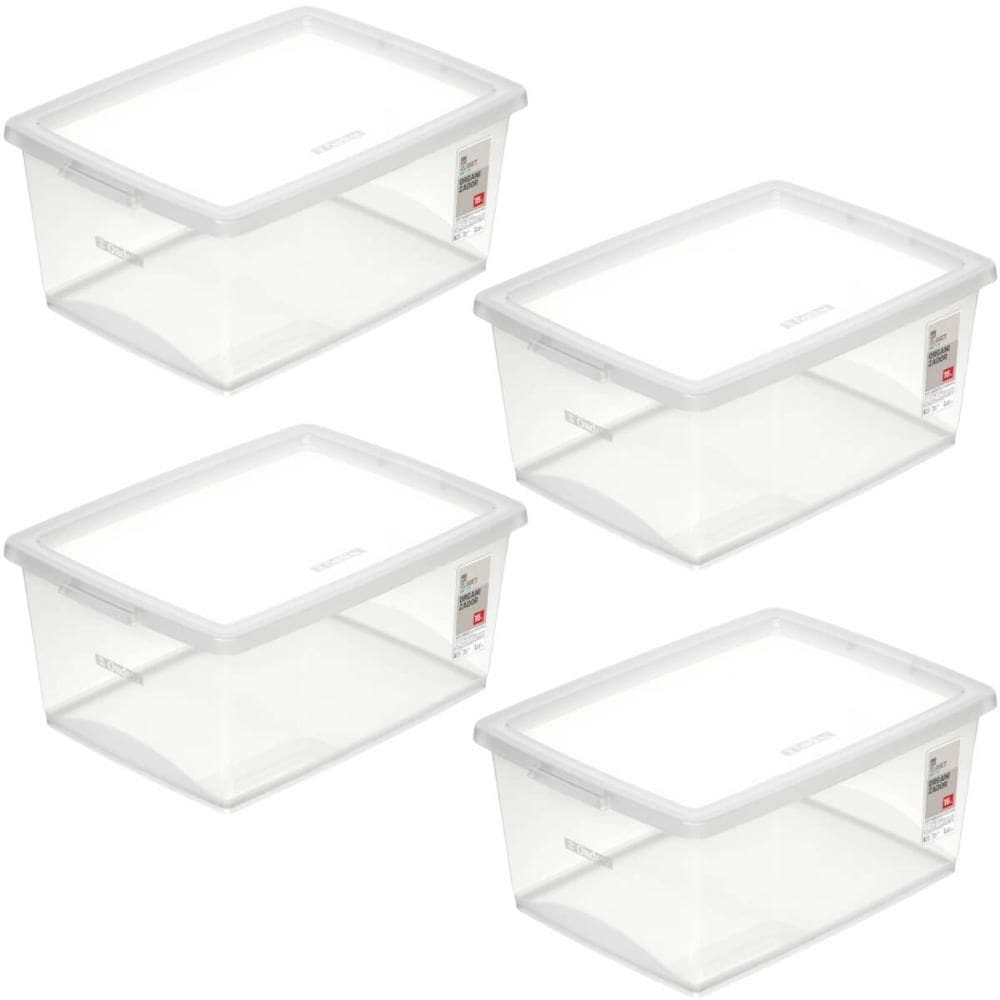 Kit 4 Caixas Organizadoras 15L de Plástico com Tampa My Clos