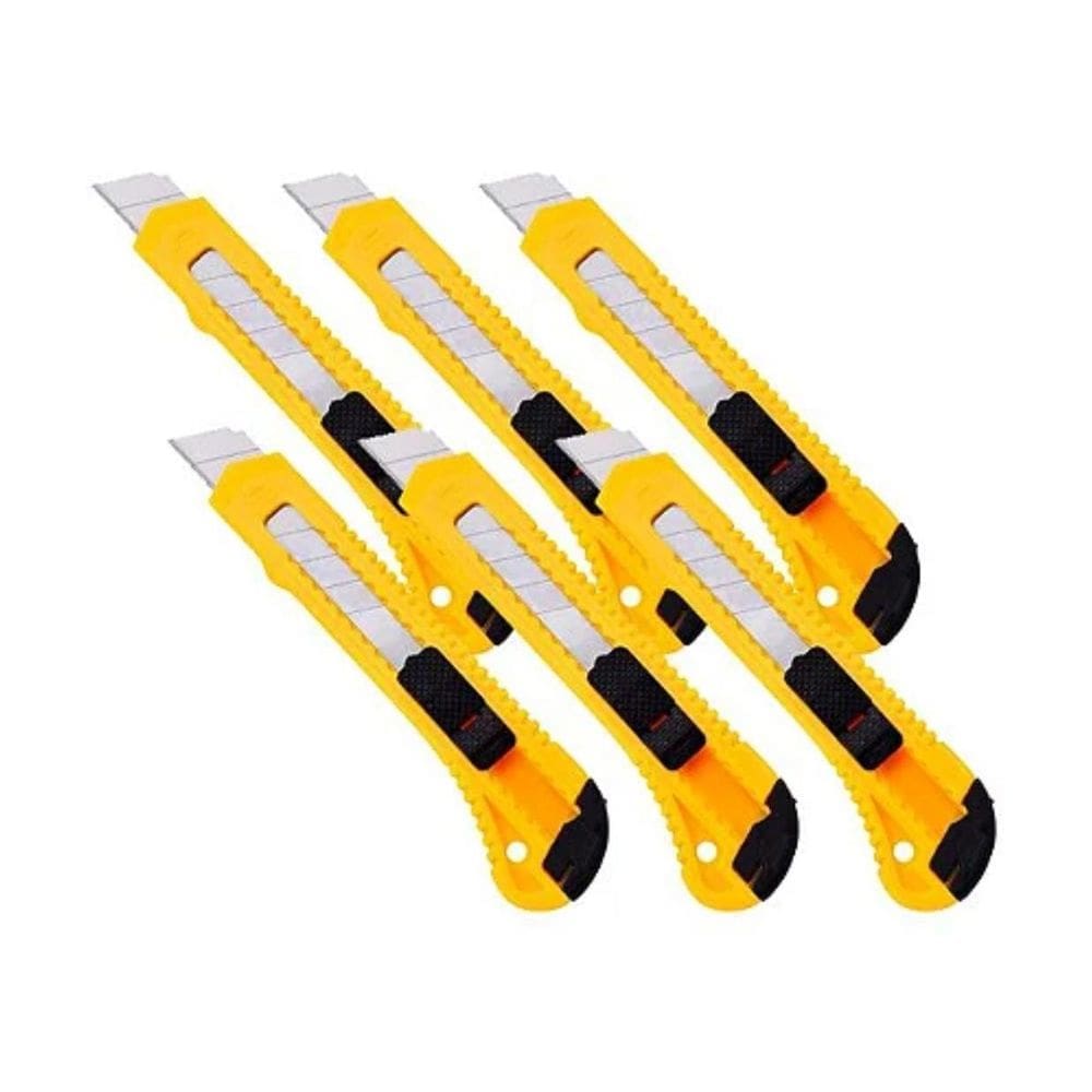 Kit 6 Estilete Com Trava Lâmina Larga 8286 18Mm Brasfort