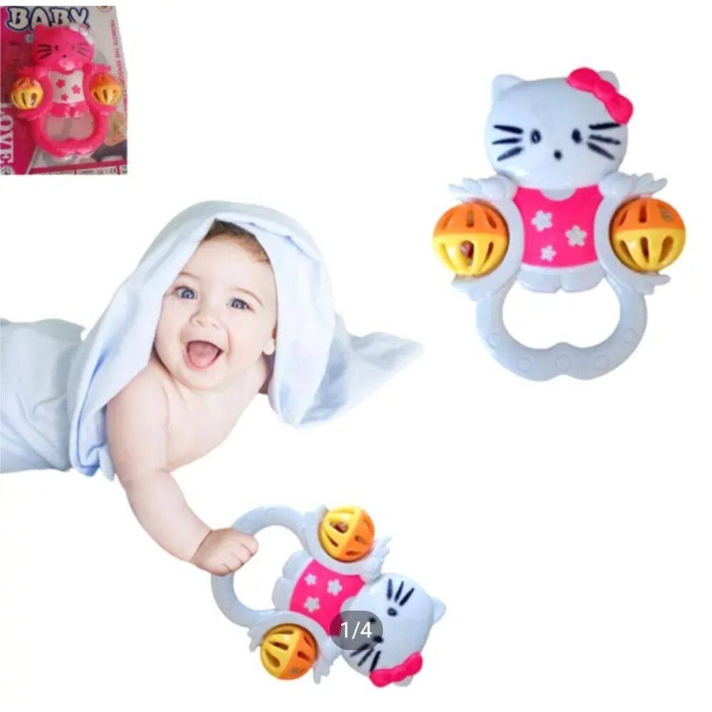 Chocalho de Mão para Bebê Menina Pisca Luzes Luz Colorida Hello Kitty Baby Presente Educacional Sensorial Infantil