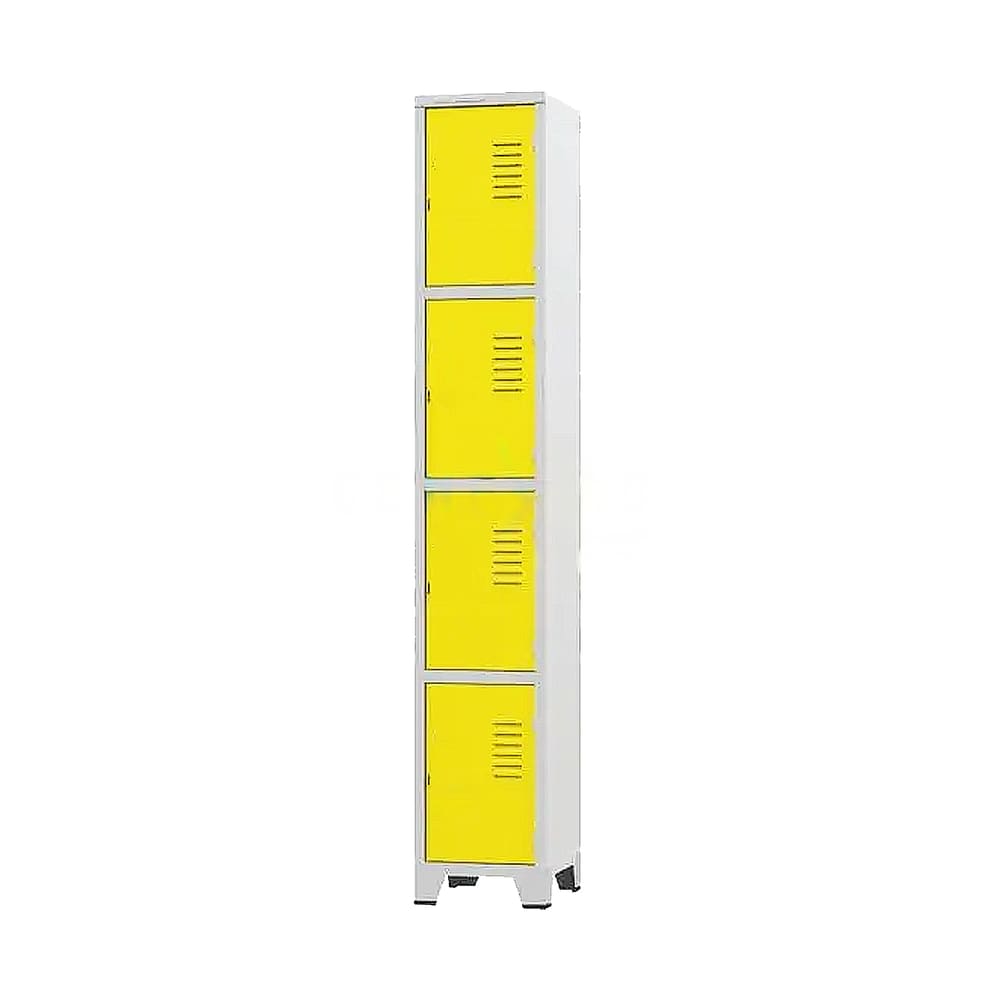 Armário Roupeiro De Aço Para Vestiário 4 Portas Locker Amarelo com Chave